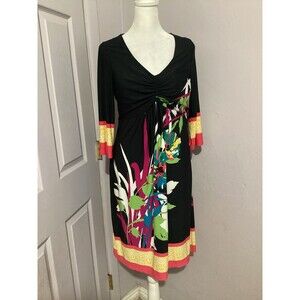 Diane Von Furstenberg Black Floral Midi Dress